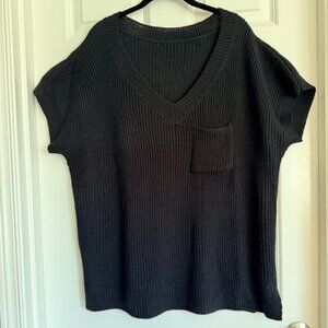 Shein Curve Chunky Short Sleeve V-neck Sweater with pocket size 3XL